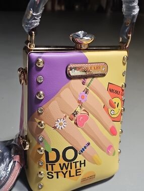 Nicole Lee Diamond Stone Clutch Hand Bag 'Nail Polush' Crossbody NWT